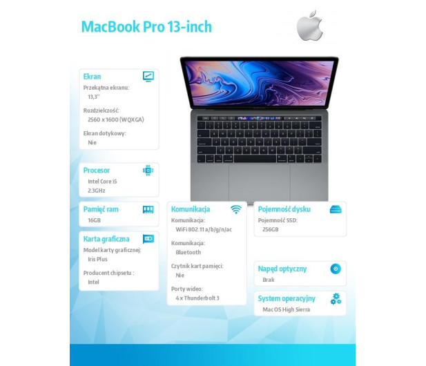 Apple MacBook Pro i5 2,3GHz/16GB/256/Iris 655 Space Gray - 441130 - zdjęcie 2